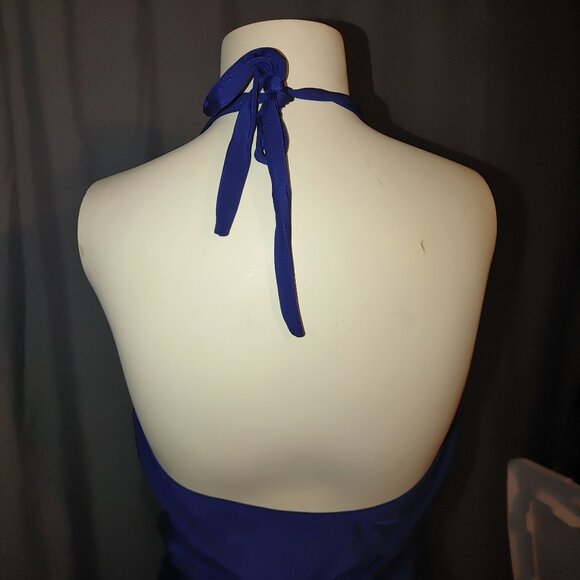 One-Piece XL Swimsuit Navy Blue Halter Top Tummy Control  Polyester Spandex - Picture 6 of 6